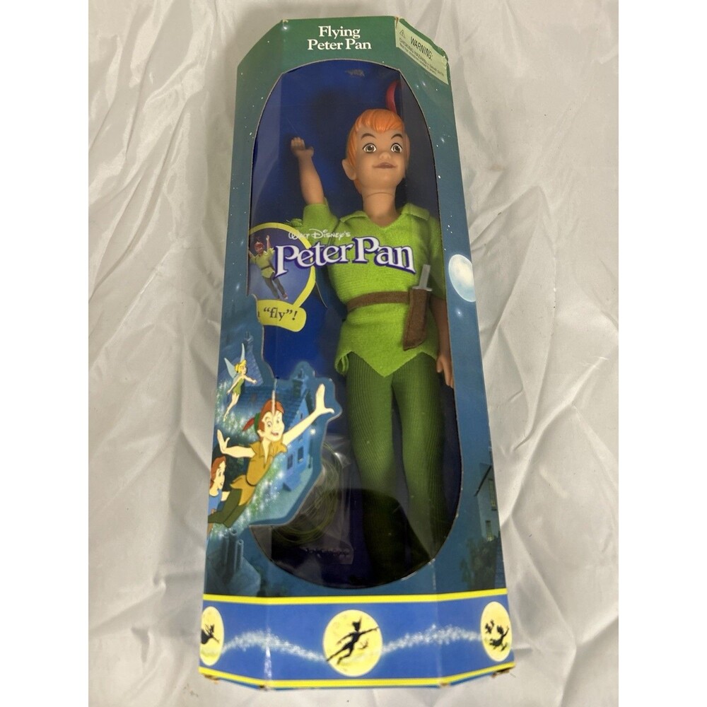 1997 Disney Flying Peter Pan Doll “Fly!” Walt Disney Peter Pan Figure In Box